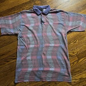 VTG 90s Peter B Hawaiian Striped Wavy Funky Fresh Prince Polo Shirt Men's Size S